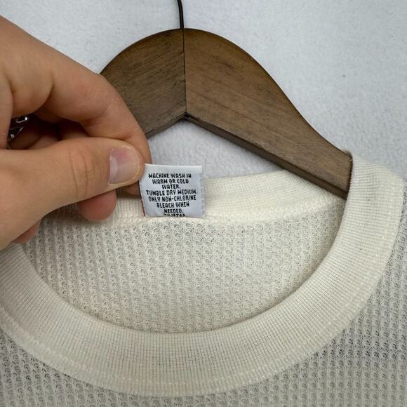 Vintage Hanes Thermal Shirt men's large White Waffle Muscle Layer Thin Grunge - Picture 9 of 11